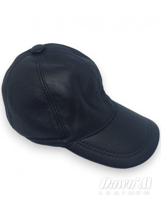 Мъжка кожена шапка Baseball black
