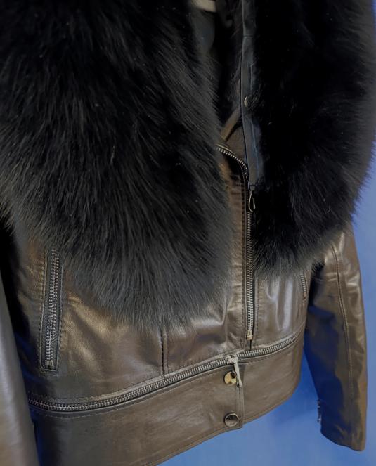 Дамско кожено яке Leather and fur - 4