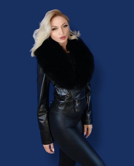 Дамско кожено яке Leather and fur