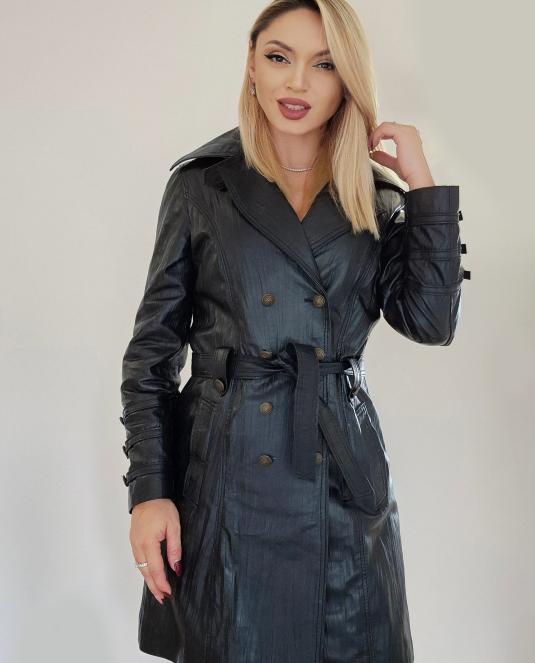 дамски кожен тренч - 3