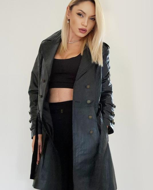 дамски кожен тренч - 4