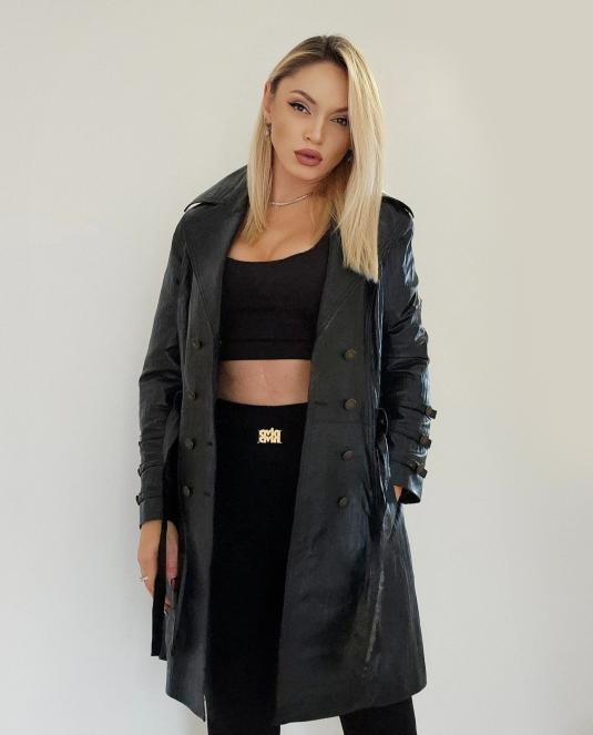 дамски кожен тренч - 7
