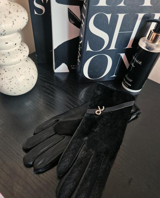 Луксозни дамски кожени ръкавици NOIR LUXE