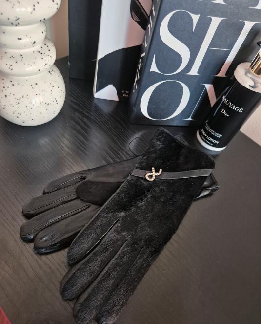 Луксозни дамски кожени ръкавици NOIR LUXE - 9