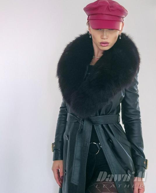 PREMIUM COLLECTION дамски кожен каскет - 4