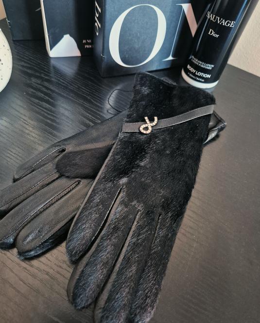 Луксозни дамски кожени ръкавици NOIR LUXE - 12