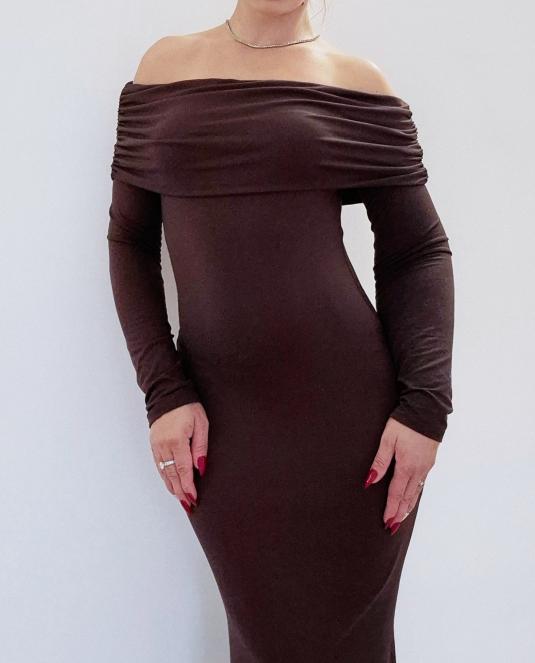 кафява дълга рокля - 2