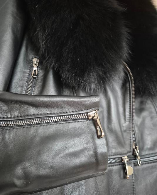 дамско кожено яке с лисица - 8