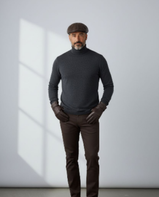 Подаръчен сет за мъже LUXURY GENT – кожен каскет и ръкавици - 11