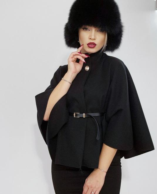 дамска кожена шапка с лисица - 5