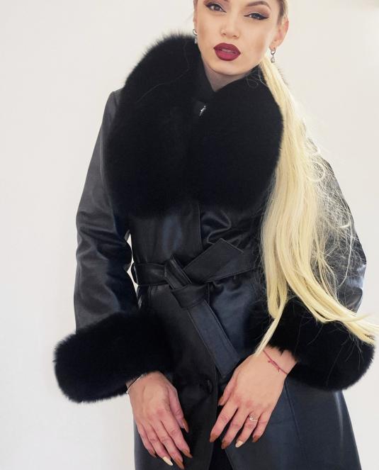 Дамско кожено палто BLACK LUXURY - 4