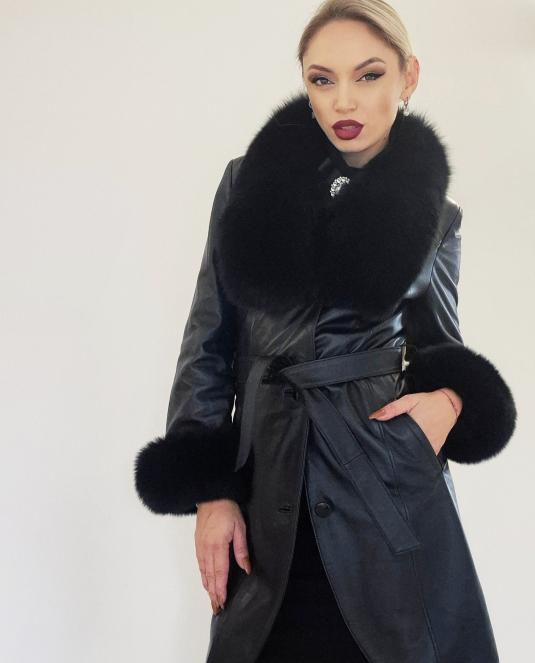 Дамско кожено палто BLACK LUXURY - 2