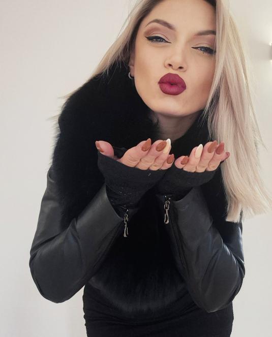 дамско кожено яке с лисица - 5