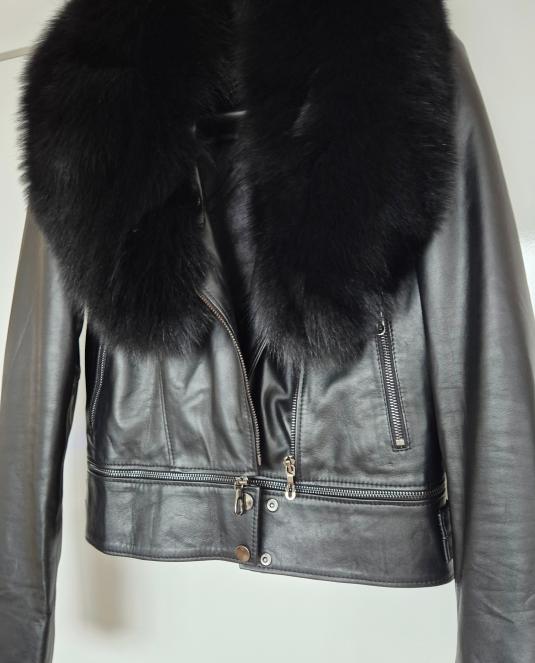 дамско кожено яке с лисица - 6