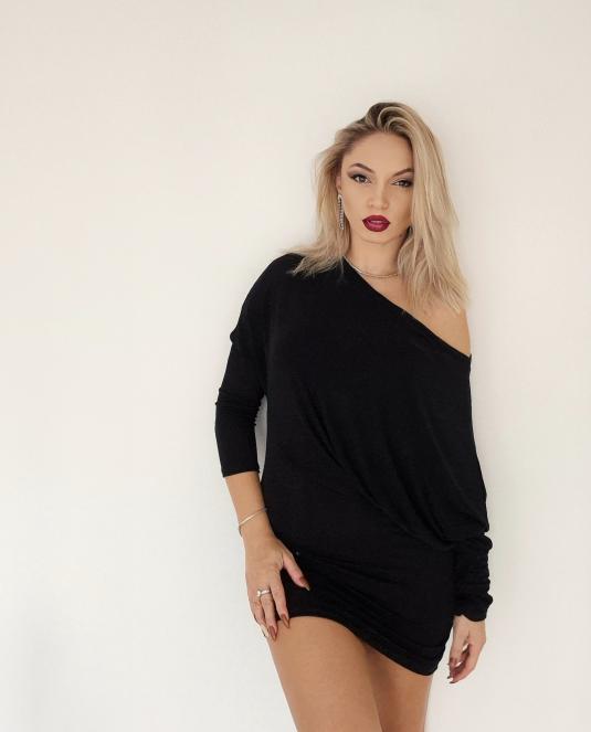 Черна рокля ASIMÉTRIA - 3