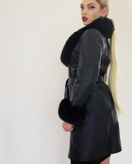 Дамско кожено палто BLACK LUXURY - 1