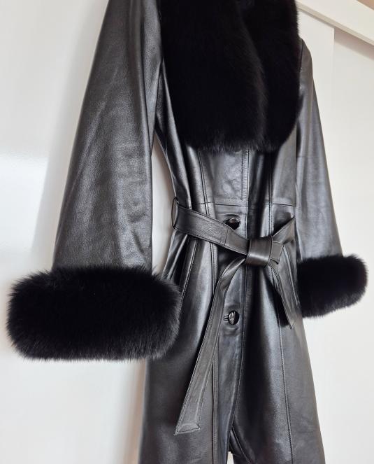 Дамско кожено палто BLACK LUXURY - 6