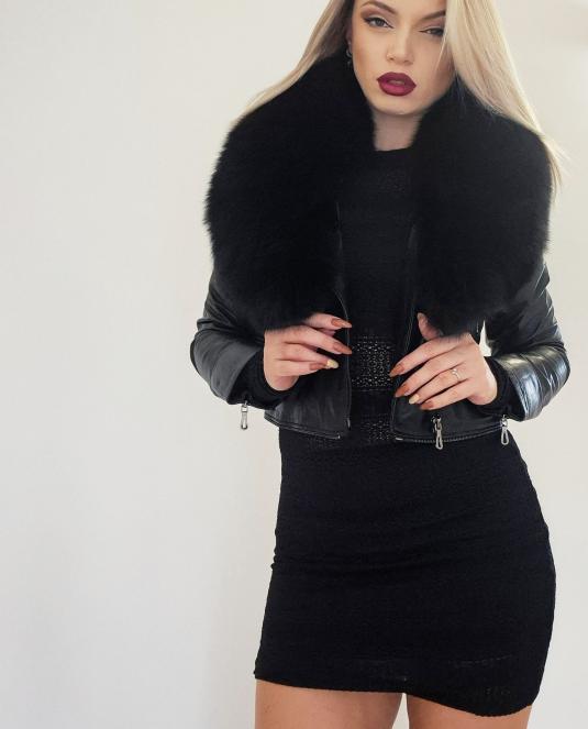 дамско кожено яке с лисица - 4