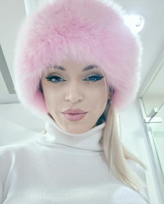 Луксозна дамска шапка от лисица Rosé Arctic Diva - 1