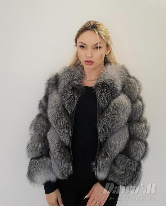 дамски кожух сребърна лисица - 2