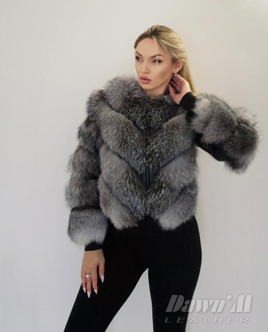 дамски кожух сребърна лисица - 4