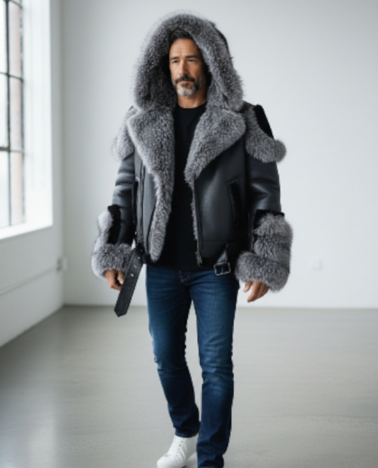 мъжки кожух естествена кожа - 1