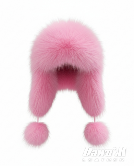 дамска кожена шапка в розово - 3