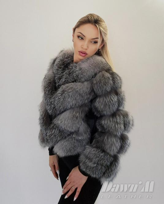 Дамски кожух от сребърна лисица SILVER ICON