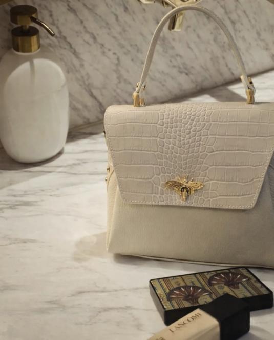 Луксозна дамска чанта естествена кожа Vanilla