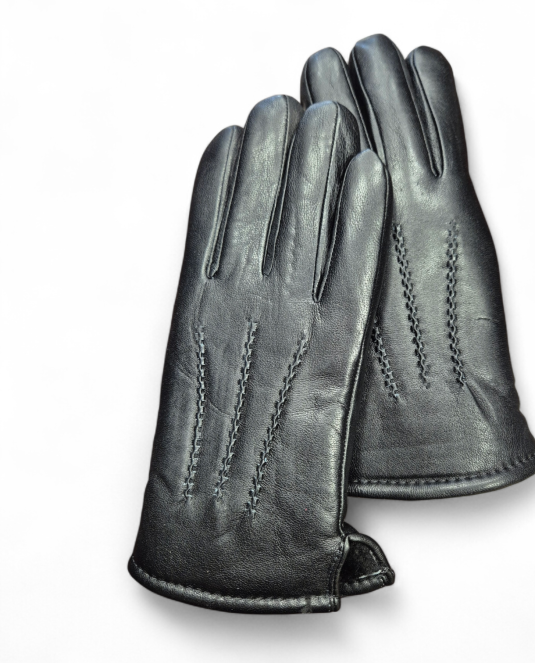 Луксозни мъжки ръкавици естествена кожа и топъл пух