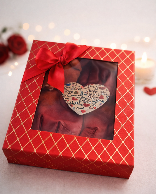 Подаръчна кутия LOVE за нея с червени  ръкавици