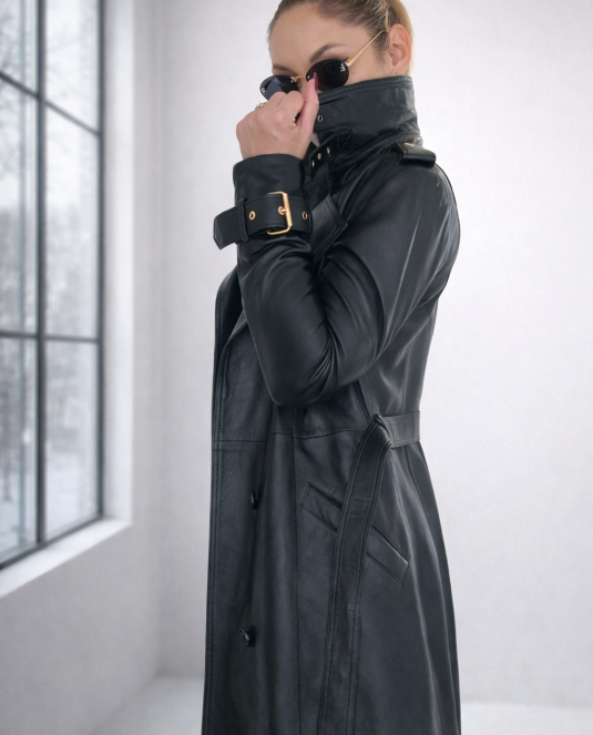 Дамски кожен тренч - 1