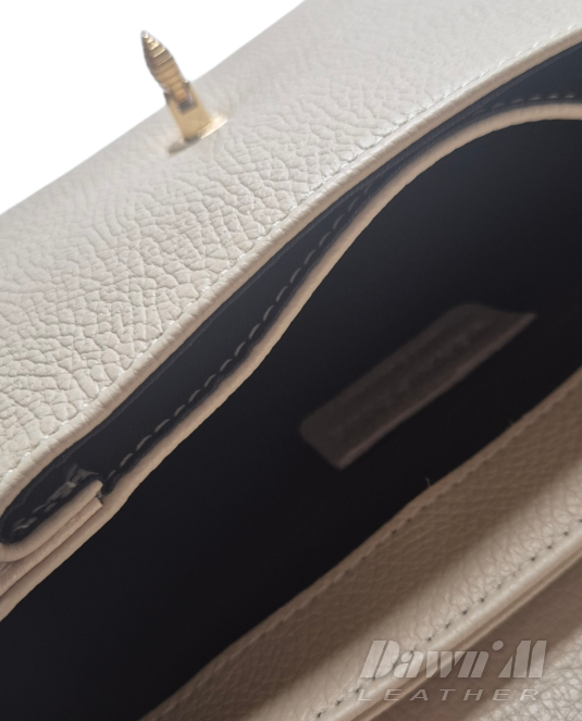 Луксозна дамска чанта естествена кожа Vanilla - 6