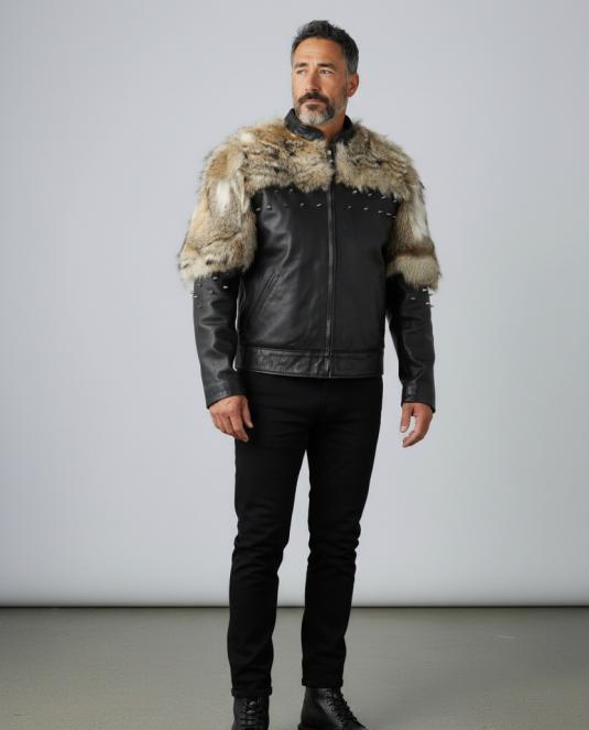 мъжко кожено яке вълк - 1