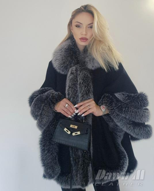 луксозна пелерина със сребърна лисица - 1
