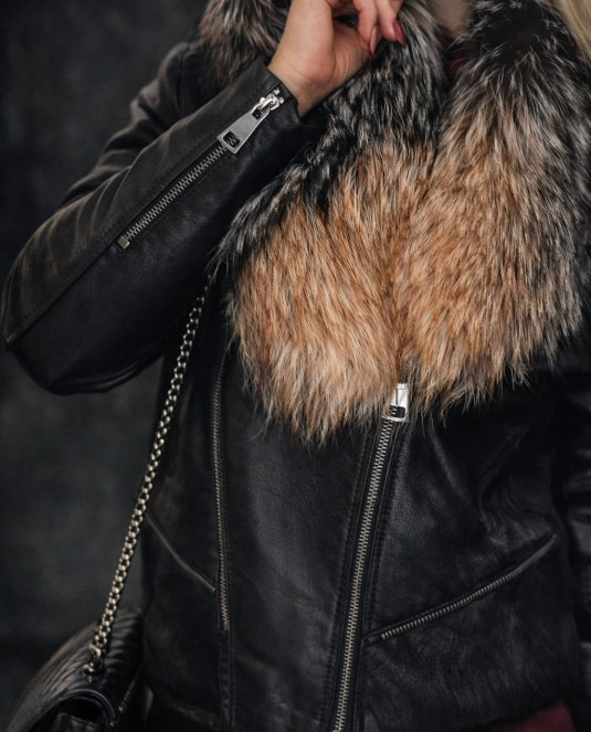 Дамско кожено яке Leather brownie - 2