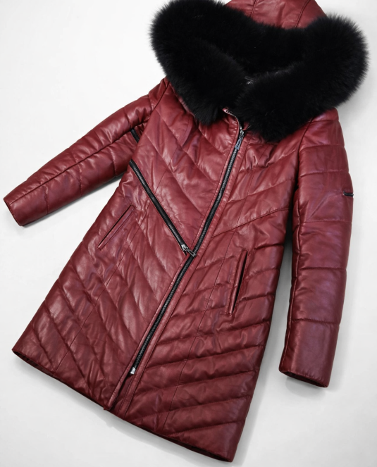 Дамско кожено палто - Пуханка