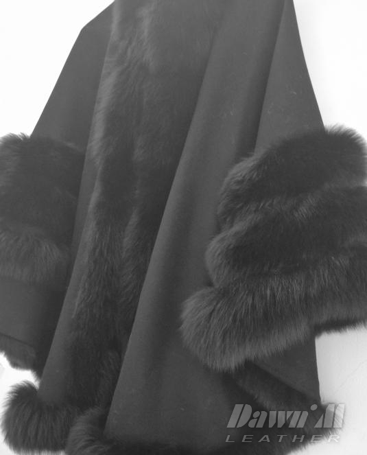 черна дамска кожена пелерина - 6