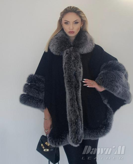 луксозна пелерина със сребърна лисица - 3