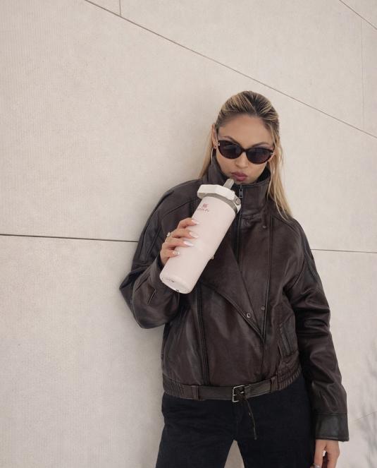 Дамско кожено яке BROWN ICON LEATHER JACKET - 1