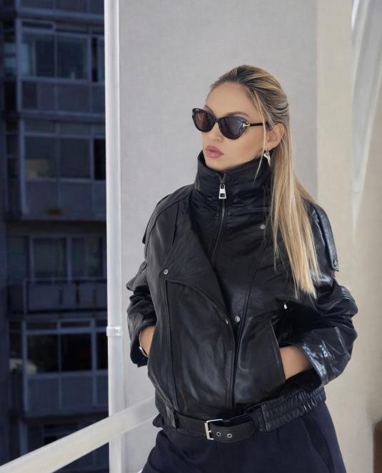 Дамско кожено яке BLACK ICON LEATHER JACKET