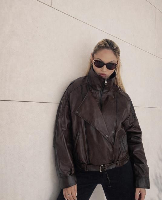 Дамско кожено яке BROWN ICON LEATHER JACKET