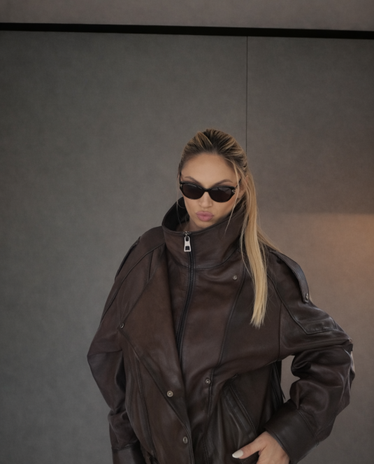 Дамско кожено яке BROWN ICON LEATHER JACKET - 7