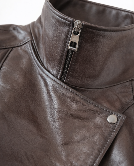 Дамско кожено яке BROWN ICON LEATHER JACKET - 12