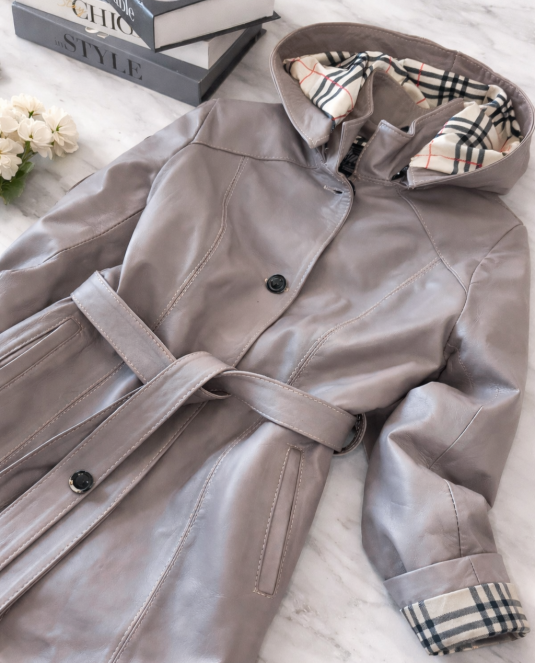 Дамско кожено яке BURBERRY GRAY