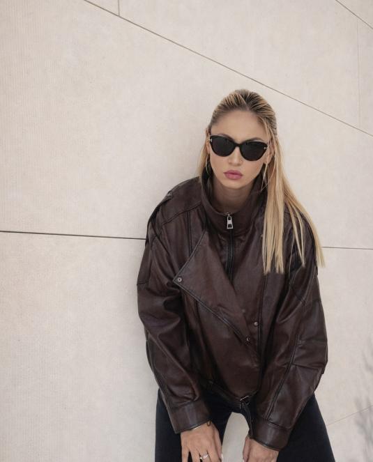 Дамско кожено яке BROWN ICON LEATHER JACKET - 3