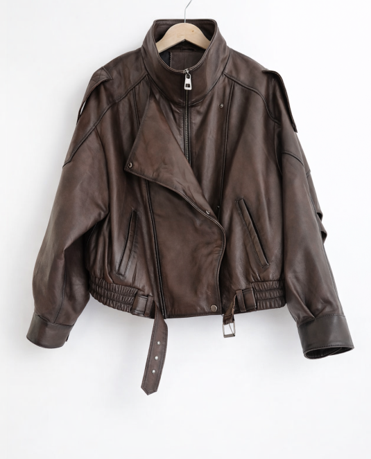 Дамско кожено яке BROWN ICON LEATHER JACKET - 11