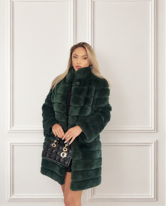 Палто от естествен косъм Chinchilla Olive Elegance