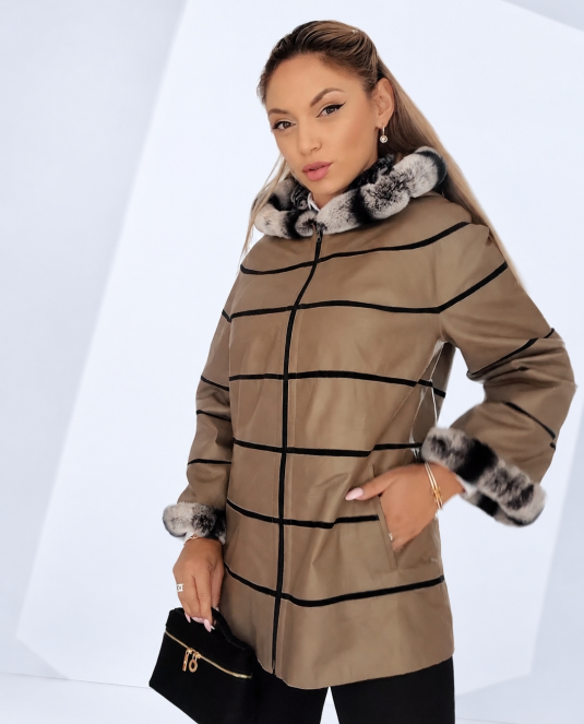 Дамско двулицево кожено яке Luxury Chinchilla Edition