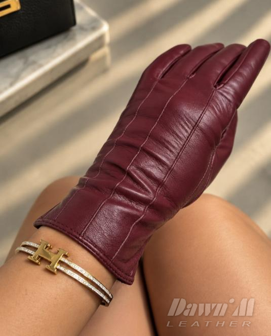 Дамски кожени ръкавици Bordeaux Chic